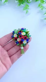 Брошь «Букетик полевых цветов»