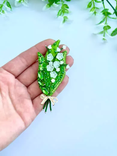 Брошь «Букет ландышей»