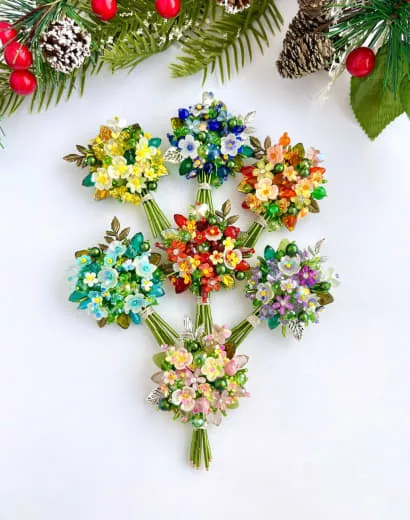 Брошь «Букет цветов»