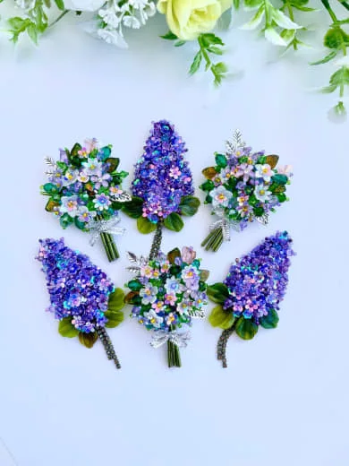 Брошь «Букетик цветов»