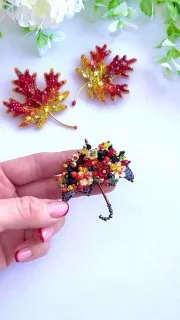 Броши: Лист и Зонт