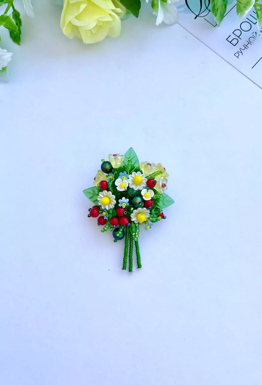 Брошь «Букет цветов»
