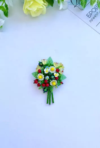 Брошь «Букет цветов»