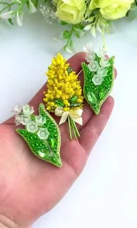 Броши: Мимоза и Ландыш