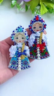 Броши: Чебурашка, Матрешка и Русская красавица