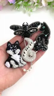 Броши: Кошка, Хаски и Собака