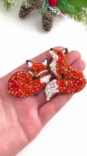 Броши: Лиса, Лисичка и Елочка