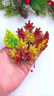 Броши: Кленовый и берёзовый листья