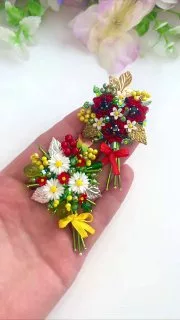 Броши: Мак и Ромашки