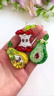 Броши: Груша, Яблоко и Авокадо