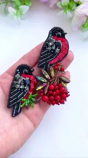 Броши: Снегирь и Рябина