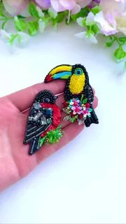 Броши: Снегирь и Тукан