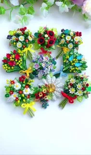 Броши: Мак, Ромашки и Тюльпан