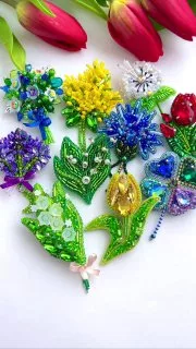 Броши: Лаванда, Мимоза и Тюльпан
