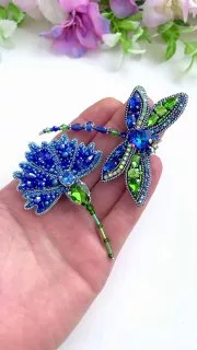 Броши: Стрекоза, Брощьцветок и Василек