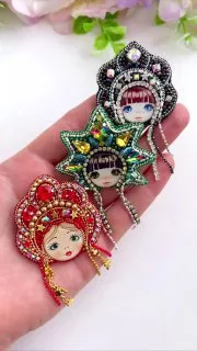 Броши: Матрешка и Кокошник