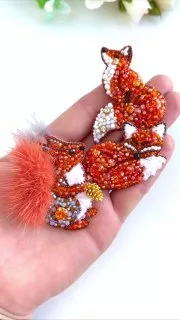 Броши: Лиса, Лисичка и Белочка