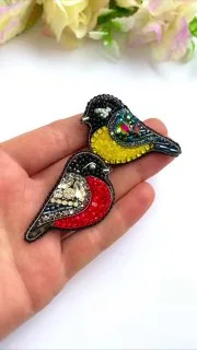 Броши: Снегирь и Синичка