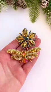 Броши: Снежинка и Мотылек