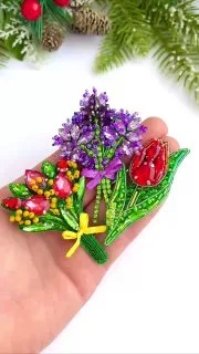 Броши: Лаванда, Тюльпаны и Букет тюльпанов