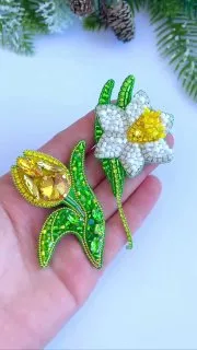 Броши: Тюльпан и Нарцисс