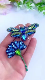 Броши: Василек, Мотылек и Бабочка