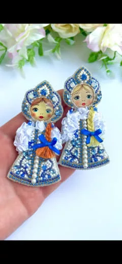 Броши: Матрешка и Девочка