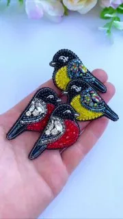 Броши: Снегирь и Синичка
