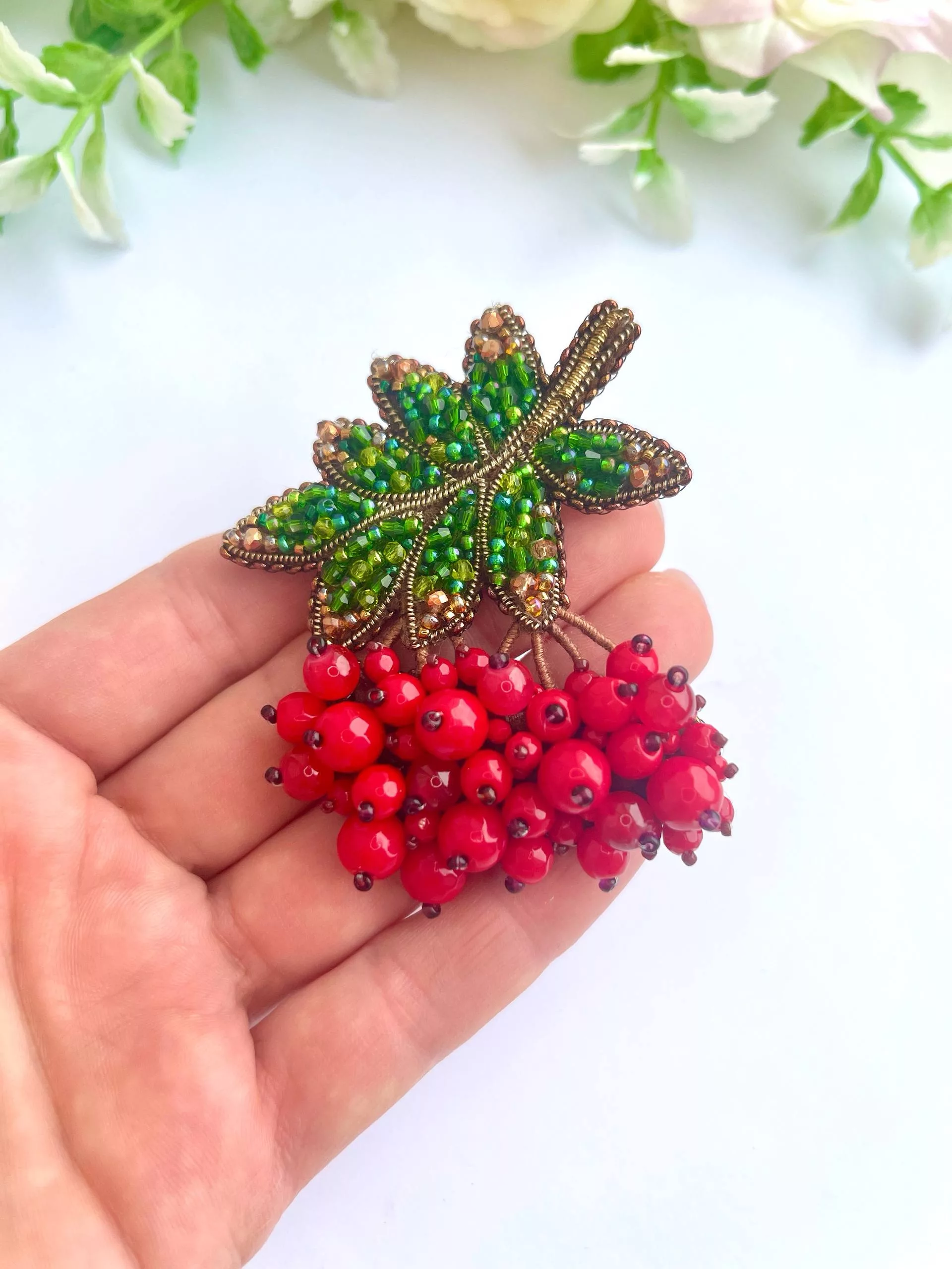 Броши: Рябина и Лист