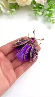 Броши: Мотылек и Жук