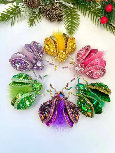 Броши: Мотылек и Жук