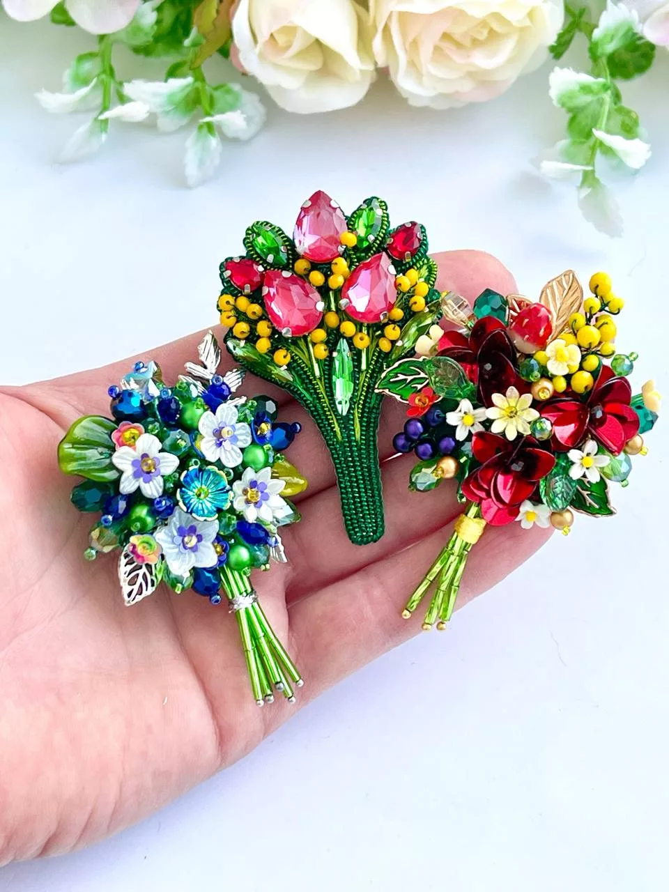 Брошь «Букет цветов»