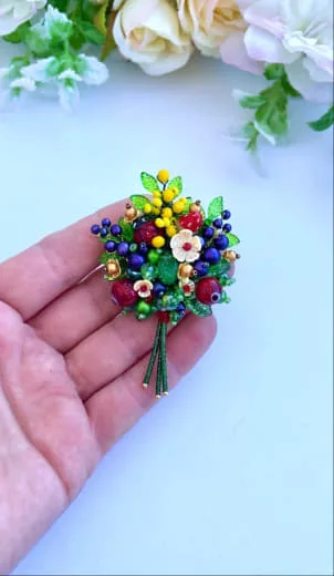 Брошь «Букет цветов»